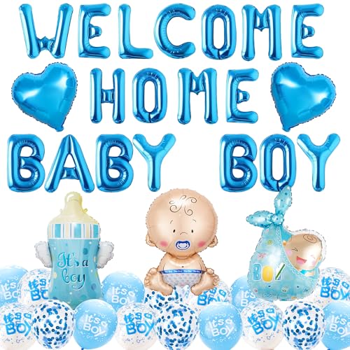 Willkommen Zuhause Deko Junge - 39 Stück Willkommen Zuhause Baby mit Welcome Home Baby Boy Girlande, Luftballons Dekoration, Herzlich Willkommen Deko für Babyparty Deko Junge Willkommen Zuhause Deko Junge - 39 Stück Willkommen Zuhause Baby mit Welcome Home Baby Boy Girlande, Luftballons Dekoration, Herzlich Willkommen Deko für Babyparty Deko Junge von Xietaea