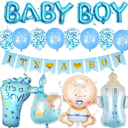 Xietaea Babyparty Deko Junge Blau - 30 Stück Baby Shower Deko mit Its A Boy Banner Baby Boy Luftballons Konfetti Ballons, Babydusche Gender Reveal Party Neugeborenen Willkommen Party Dekoration Xietaea Babyparty Deko Junge Blau - 30 Stück Baby Shower Deko mit Its A Boy Banner Baby Boy Luftballons Konfetti Ballons, Babydusche Gender Reveal Party Neugeborenen Willkommen Party Dekoration von Xietaea