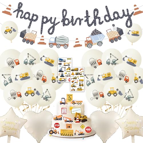 Xietaea Bagger Geburtstag Deko Junge - Baustelle Luftballons und Happy Birthday Girlande Auto Tortendeko, Baufahrzeug Geburtstagsdeko für Kindergeburtstag Party Dekoration Xietaea Bagger Geburtstag Deko Junge - Baustelle Luftballons und Happy Birthday Girlande Auto Tortendeko, Baufahrzeug Geburtstagsdeko für Kindergeburtstag Party Dekoration von Xietaea