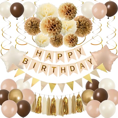 Xietaea Deko Geburtstag Girlande Ballons - Holz Boho Geburtstagsdeko Luftballons Papier Pompons Quasten, Glitzer Wimpel und Hängende Wirbel zum Geburtstagsfeier Dekoration Xietaea Deko Geburtstag Girlande Ballons - Holz Boho Geburtstagsdeko Luftballons Papier Pompons Quasten, Glitzer Wimpel und Hängende Wirbel zum Geburtstagsfeier Dekoration von Xietaea