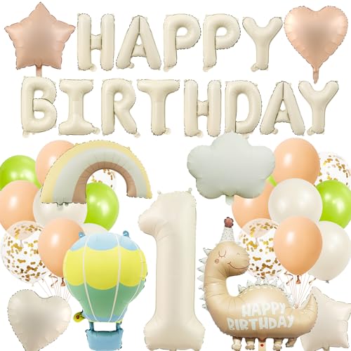 Xietaea Dino Geburtstag Deko 1 Jahr - Dinosaurier Geburtstagsdeko Luftballons Grün Beige Ballons Happy Birthday Folienballon, Kindergeburtstag Party Dekoration für Junge Mädchen Xietaea Dino Geburtstag Deko 1 Jahr - Dinosaurier Geburtstagsdeko Luftballons Grün Beige Ballons Happy Birthday Folienballon, Kindergeburtstag Party Dekoration für Junge Mädchen von Xietaea