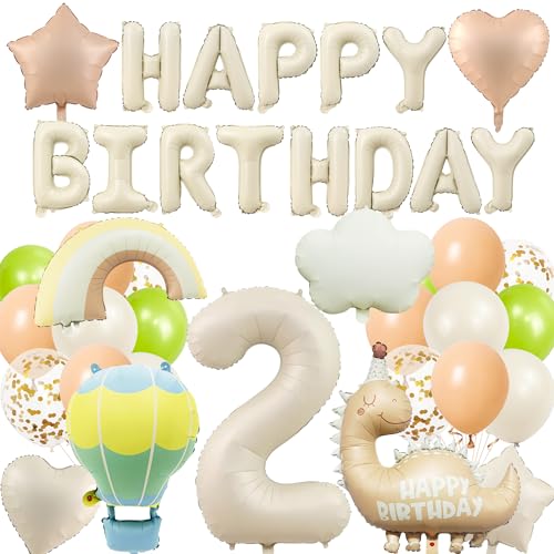 Xietaea Dino Geburtstag Deko 2 Jahr - Dinosaurier Geburtstagsdeko Luftballons Grün Beige Ballons Happy Birthday Folienballon, Kindergeburtstag Party Dekoration für Junge Mädchen Xietaea Dino Geburtstag Deko 2 Jahr - Dinosaurier Geburtstagsdeko Luftballons Grün Beige Ballons Happy Birthday Folienballon, Kindergeburtstag Party Dekoration für Junge Mädchen von Xietaea
