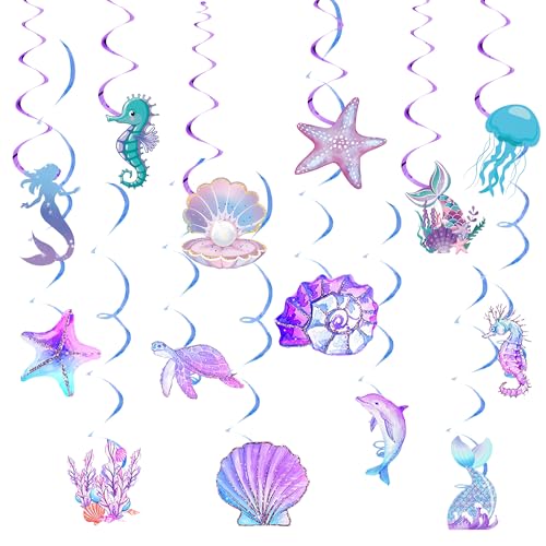 Xietaea Meerjungfrau Geburtstag Deko Set - 14 Stück Lila Rosa Iridescent Mermaid Hängende Wirbel, Meerjungfrauen Streamer für Mädchen Frauen Unterwasser Motto-Party Dekoration Xietaea Meerjungfrau Geburtstag Deko Set - 14 Stück Lila Rosa Iridescent Mermaid Hängende Wirbel, Meerjungfrauen Streamer für Mädchen Frauen Unterwasser Motto-Party Dekoration von Xietaea