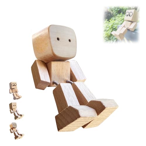 Magicgift Holzfigur, Wackelmann Mit Wackelfüßen Und Magnetischen Ausdrücken, Charmante Schaukelfigur, Lustiges Kinetisches Auto-Reise-Ornament(1pc-A) von Xifyjus