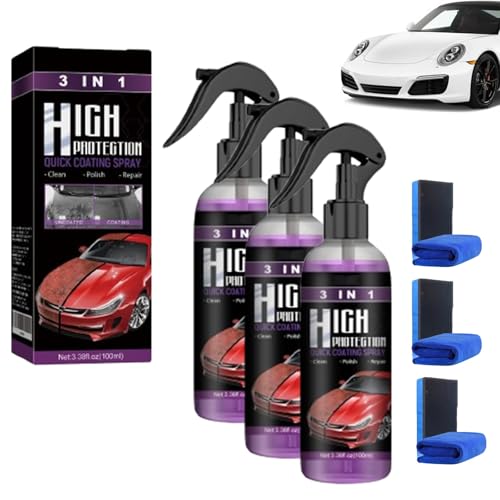 Turbo Shine Nexa, Nexa Turbo Shine, 3-in-1-Hochschutzspray, Anti-Kratz-Spray for Autos, Nano-Reparatur- und Schutzbeschichtung, Sprühfarbe for Autometalle und Werkzeuge(3pcs) von Xifyjus
