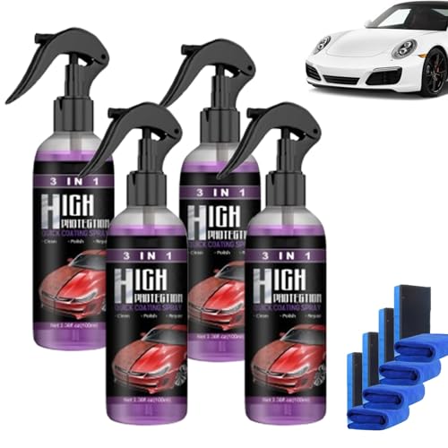 Turbo Shine Nexa, Nexa Turbo Shine, 3-in-1-Hochschutzspray, Anti-Kratz-Spray for Autos, Nano-Reparatur- und Schutzbeschichtung, Sprühfarbe for Autometalle und Werkzeuge(4pcs) von Xifyjus