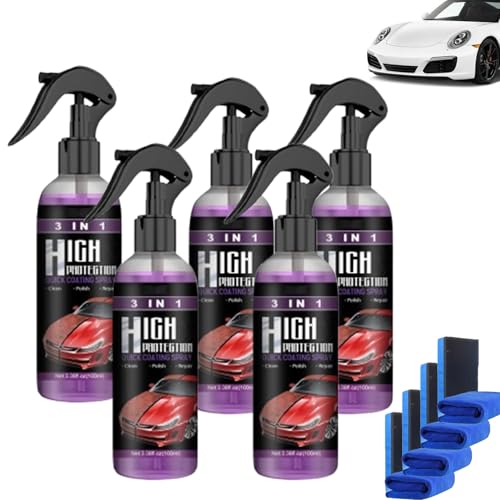 Turbo Shine Nexa, Nexa Turbo Shine, 3-in-1-Hochschutzspray, Anti-Kratz-Spray for Autos, Nano-Reparatur- und Schutzbeschichtung, Sprühfarbe for Autometalle und Werkzeuge(5pcs) von Xifyjus