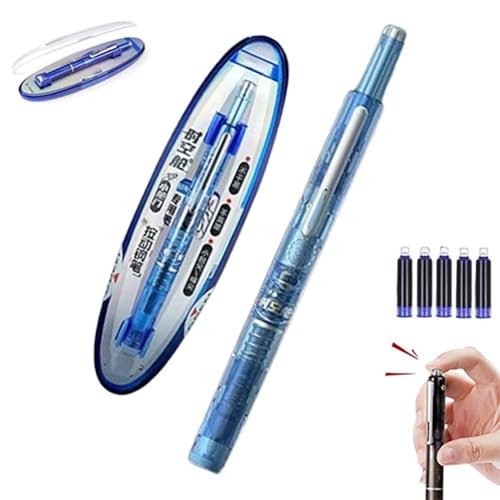 Xifyjus Füllfederhalter, Einziehbar, 0,38 mm Feine Feder, Blaue und Schwarze Tinte, Transparenter Schaft, Inkl. 5 Nachfüllbaren Tintenpatronen, Gleichmäßiges Schreiben, Kein Auslaufen(Schwarz,A) von Xifyjus