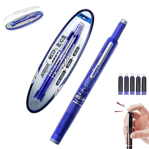 Xifyjus Füllfederhalter, Einziehbar, 0,38 mm Feine Feder, Blaue und Schwarze Tinte, Transparenter Schaft, Inkl. 5 Nachfüllbaren Tintenpatronen, Gleichmäßiges Schreiben, Kein Auslaufen(Schwarz,C) von Xifyjus