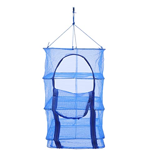 Xigner Mesh Trocknungsnetz 4 Schichten Trockennetz Hanging Kräutertrockner Trockennetz Hängende mit Reißverschluss Faltbare für Fisch, Kräuter, Kleidung, Obst, Gemüse 35x35x65cm von Xigner