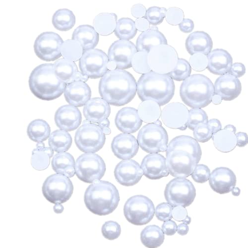 2000 Stück Halbe Perlen,3-14mm weiße runde Perlen, halbe Kugel, flache Rückseite, für Scrapbooking, Basteln,DIY von Xigule