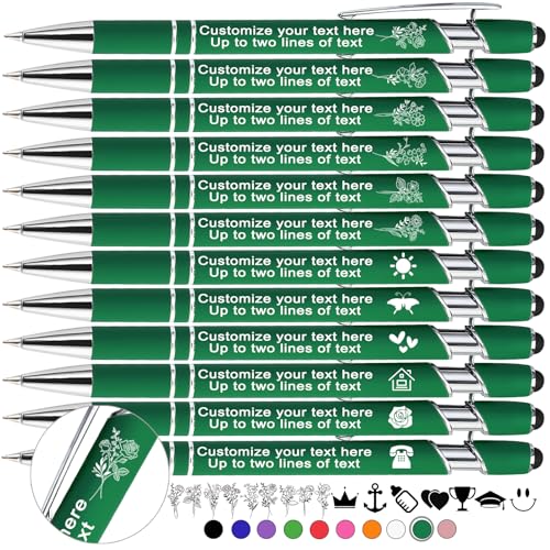 Xihedfd Personalisierte Kugelschreiber mit Gravur Custom Stylus Kugelschreiber mit Namen Text Logo Geburtsblume Personalisierte Metall Stift Geschenk für Büro Business Schule-30 Stück von Xihedfd