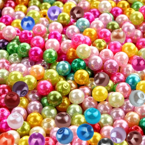 1000 Stück 8mm Perlen Kunststoff Bunte Bastelperlen Kunstperlen Künstliche Perlen Bastelperlen für DIY Schmuckherstellung Armbänder Halsketten Kleidung Basteln Handwerk Dekor von Xihuimay