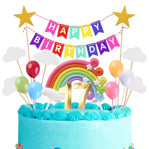 17th Geburtstags Kuchen Topper Birthday Torten Dekoration Geburtstag Kuchendeko Gold Zahl 17 Kerzen Tortendeko Set Regenbogen Ballon Wolke Sterne für Mädchen Jungen Geburtstags Party Supplies 17th Geburtstags Kuchen Topper Birthday Torten Dekoration Geburtstag Kuchendeko Gold Zahl 17 Kerzen Tortendeko Set Regenbogen Ballon Wolke Sterne für Mädchen Jungen Geburtstags Party Supplies von Xihuimay