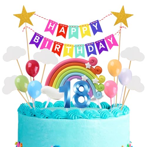 18th Geburtstags Kuchen Topper Birthday Torten Dekoration Geburtstag Kuchendeko Blau Zahl 18 Kerzen Tortendeko Set Regenbogen Ballon Wolke Sterne für Mädchen Jungen Geburtstags Party Supplies 18th Geburtstags Kuchen Topper Birthday Torten Dekoration Geburtstag Kuchendeko Blau Zahl 18 Kerzen Tortendeko Set Regenbogen Ballon Wolke Sterne für Mädchen Jungen Geburtstags Party Supplies von Xihuimay