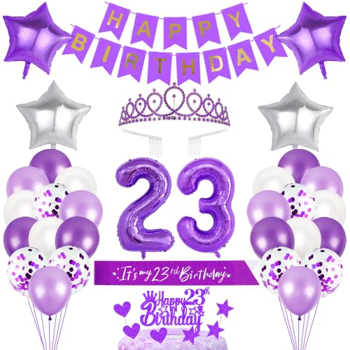 23. Geburtstagsdeko Mädchen Geburtstag Prinzessin Krone Geburtstag Schärpe Happy Birthday Banner 23rd Geburtstag Kuchen Toppers Zahl Ballons Dekoration Set für 23 Jahre Alte Geburtstagsparty Zubehör 23. Geburtstagsdeko Mädchen Geburtstag Prinzessin Krone Geburtstag Schärpe Happy Birthday Banner 23rd Geburtstag Kuchen Toppers Zahl Ballons Dekoration Set für 23 Jahre Alte Geburtstagsparty Zubehör von Xihuimay