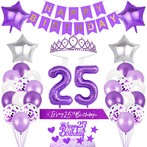 25. Geburtstagsdeko Mädchen Geburtstag Prinzessin Krone Geburtstag Schärpe Happy Birthday Banner 25th Geburtstag Kuchen Toppers Zahl Ballons Dekoration Set für 25 Jahre Alte Geburtstagsparty Zubehör 25. Geburtstagsdeko Mädchen Geburtstag Prinzessin Krone Geburtstag Schärpe Happy Birthday Banner 25th Geburtstag Kuchen Toppers Zahl Ballons Dekoration Set für 25 Jahre Alte Geburtstagsparty Zubehör von Xihuimay