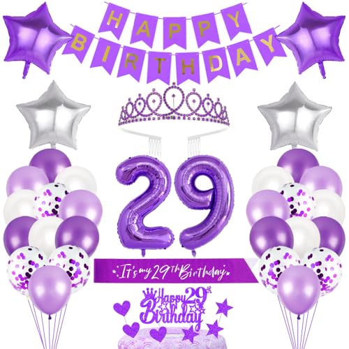 29. Geburtstagsdeko Mädchen Geburtstag Prinzessin Krone Geburtstag Schärpe Happy Birthday Banner 29th Geburtstag Kuchen Toppers Zahl Ballons Dekoration Set für 29 Jahre Alte Geburtstagsparty Zubehör 29. Geburtstagsdeko Mädchen Geburtstag Prinzessin Krone Geburtstag Schärpe Happy Birthday Banner 29th Geburtstag Kuchen Toppers Zahl Ballons Dekoration Set für 29 Jahre Alte Geburtstagsparty Zubehör von Xihuimay
