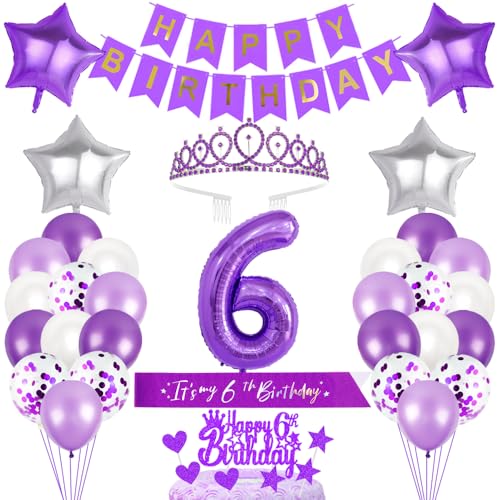6. Geburtstagsdeko Mädchen Geburtstag Prinzessin Krone Geburtstag Schärpe Happy Birthday Banner 6th Geburtstag Kuchen Toppers Zahl Ballons Dekoration Set für 6 Jahre Alte Geburtstagsparty Zubehör 6. Geburtstagsdeko Mädchen Geburtstag Prinzessin Krone Geburtstag Schärpe Happy Birthday Banner 6th Geburtstag Kuchen Toppers Zahl Ballons Dekoration Set für 6 Jahre Alte Geburtstagsparty Zubehör von Xihuimay