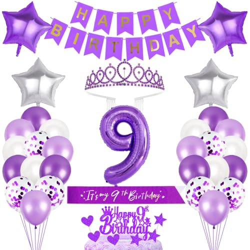 9. Geburtstagsdeko Mädchen Geburtstag Prinzessin Krone Geburtstag Schärpe Happy Birthday Banner 9th Geburtstag Kuchen Toppers Zahl Ballons Dekoration Set für 9 Jahre Alte Geburtstagsparty Zubehör 9. Geburtstagsdeko Mädchen Geburtstag Prinzessin Krone Geburtstag Schärpe Happy Birthday Banner 9th Geburtstag Kuchen Toppers Zahl Ballons Dekoration Set für 9 Jahre Alte Geburtstagsparty Zubehör von Xihuimay