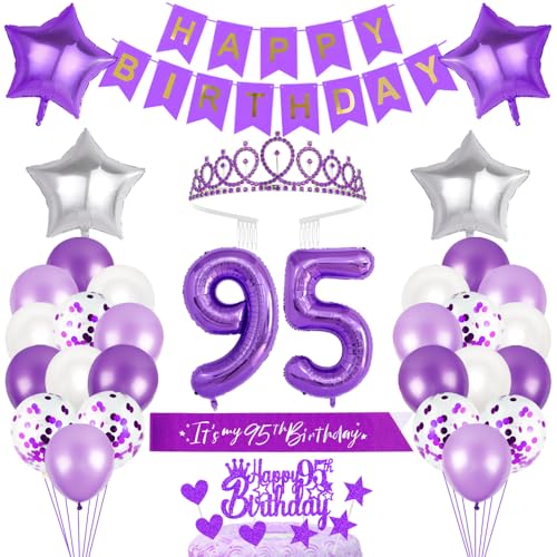 95. Geburtstagsdeko Mädchen Geburtstag Prinzessin Krone Geburtstag Schärpe Happy Birthday Banner 95th Geburtstag Kuchen Toppers Zahl Ballons Dekoration Set für 95 Jahre Alte Geburtstagsparty Zubehör 95. Geburtstagsdeko Mädchen Geburtstag Prinzessin Krone Geburtstag Schärpe Happy Birthday Banner 95th Geburtstag Kuchen Toppers Zahl Ballons Dekoration Set für 95 Jahre Alte Geburtstagsparty Zubehör von Xihuimay