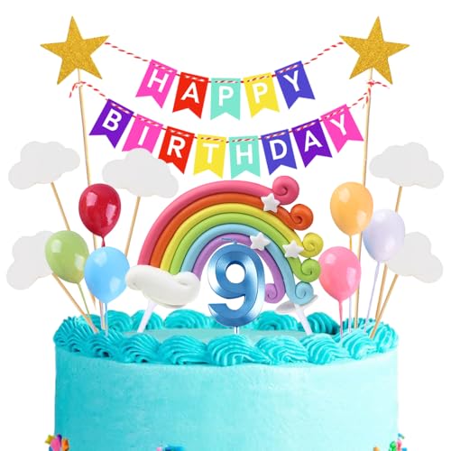 9th Geburtstags Kuchen Topper Birthday Torten Dekoration Geburtstag Kuchendeko Blau Zahl 9 Kerzen Tortendeko Set Regenbogen Ballon Wolke Sterne für Mädchen Jungen Geburtstags Party Supplies 9th Geburtstags Kuchen Topper Birthday Torten Dekoration Geburtstag Kuchendeko Blau Zahl 9 Kerzen Tortendeko Set Regenbogen Ballon Wolke Sterne für Mädchen Jungen Geburtstags Party Supplies von Xihuimay