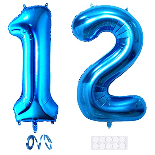 Xihuimay 40" Nummer 12 Folienballon Zahl 12 Luftballon Ziffer 12. Geburtstag Ballon 100cm Riesen Ballons Luft oder Helium Digitaler Ballon für Mädchen Junge Jubiläum Feierliche Anlässe, Blau XXL Xihuimay 40" Nummer 12 Folienballon Zahl 12 Luftballon Ziffer 12. Geburtstag Ballon 100cm Riesen Ballons Luft oder Helium Digitaler Ballon für Mädchen Junge Jubiläum Feierliche Anlässe, Blau XXL von Xihuimay