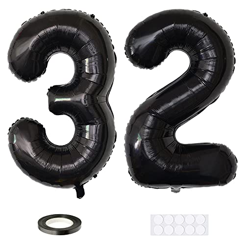 Xihuimay 40" Nummer 32 Folienballon Zahl 32 Luftballon Ziffer 32. Geburtstag Ballon 100cm Riesen Ballons Luft oder Helium Digitaler Ballon für Mädchen Junge Jubiläum Feierliche Anlässe, Schwarz XXL Xihuimay 40" Nummer 32 Folienballon Zahl 32 Luftballon Ziffer 32. Geburtstag Ballon 100cm Riesen Ballons Luft oder Helium Digitaler Ballon für Mädchen Junge Jubiläum Feierliche Anlässe, Schwarz XXL von Xihuimay