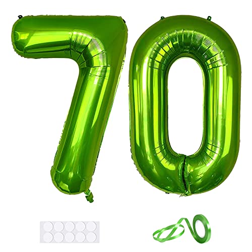 Xihuimay 40" Nummer 70 Folienballon Zahl 70 Luftballon Ziffer 70. Geburtstag Ballon 100cm Riesen Ballons Luft oder Helium Digitaler Ballon für Mädchen Junge Jubiläum Feierliche Anlässe, Grün XXL von Xihuimay
