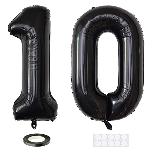 Xihuimay 40" Nummer 10 Folienballon Zahl 10 Luftballon Ziffer 10. Geburtstag Ballon 100cm Riesen Ballons Luft oder Helium Digitaler Ballon für Mädchen Junge Jubiläum Feierliche Anlässe, Schwarz XXL Xihuimay 40" Nummer 10 Folienballon Zahl 10 Luftballon Ziffer 10. Geburtstag Ballon 100cm Riesen Ballons Luft oder Helium Digitaler Ballon für Mädchen Junge Jubiläum Feierliche Anlässe, Schwarz XXL von Xihuimay