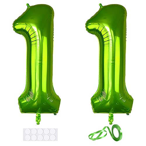 Xihuimay 40" Nummer 11 Folienballon Zahl 11 Luftballon Ziffer 11. Geburtstag Ballon 100cm Riesen Ballons Luft oder Helium Digitaler Ballon für Mädchen Junge Jubiläum Feierliche Anlässe, Grün XXL Xihuimay 40" Nummer 11 Folienballon Zahl 11 Luftballon Ziffer 11. Geburtstag Ballon 100cm Riesen Ballons Luft oder Helium Digitaler Ballon für Mädchen Junge Jubiläum Feierliche Anlässe, Grün XXL von Xihuimay