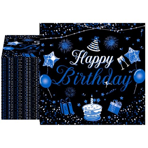 Xiliconie 40 Stück Happy Birthday Servietten schwarz und blau, 2-lagig, 16,5 x 16,5 cm, Einweg-Papierservietten für Männer und Frauen, Geburtstagsparty-Zubehör Xiliconie 40 Stück Happy Birthday Servietten schwarz und blau, 2-lagig, 16,5 x 16,5 cm, Einweg-Papierservietten für Männer und Frauen, Geburtstagsparty-Zubehör von Xiliconie