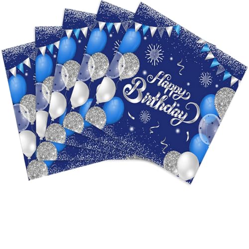 Einweg-Papierservietten "Happy Birthday", Blau und Silber, für Abendessen, Picknick, Cocktail, Geburtstag, Party, Dekorationen für Mann und Frau, 40 Stück Einweg-Papierservietten "Happy Birthday", Blau und Silber, für Abendessen, Picknick, Cocktail, Geburtstag, Party, Dekorationen für Mann und Frau, 40 Stück von Xiliconie