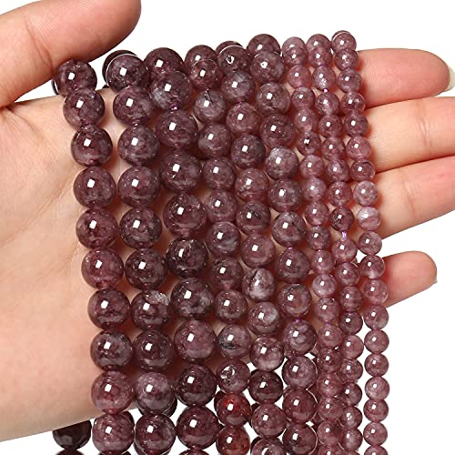 45 Stück 8 mm Natursteinperlen Lepidolith-Perlen Kristall Edelstein für Schmuckherstellung, DIY Armband Halskette von Xilitata