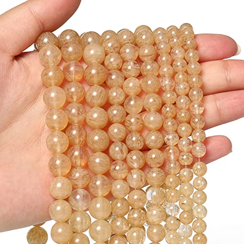 60 Stück 6 mm Natursteinperlen Gold Rutilquarz-Perlen Energiekristall Power Edelstein für Schmuckherstellung, DIY Armband Halskette von Xilitata