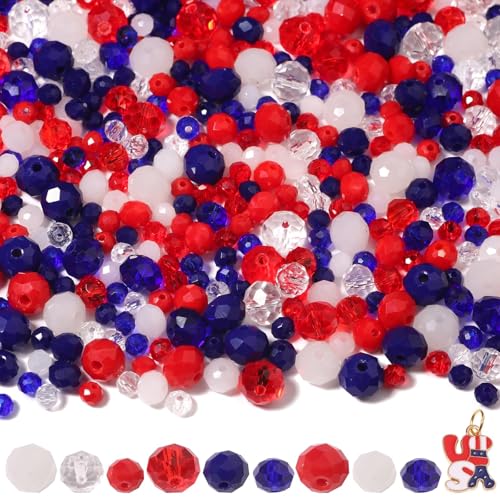 Exklusiv von Independence Day 4, 6, 8 mm geschliffene runde Glasperlen in gemischten Farben zur Schmuckherstellung, jede Box enthält 1.000 DIY-Glasperlen. Es kann verwendet werden, um Halsketten und von Xilitata