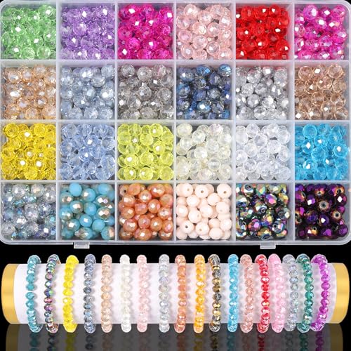 Xilitata 600 Stück, 24 Farben, durchscheinend, 8 mm, für DIY-Projekte, Basteln, Dekoration, Halsketten, Armbänder, Ohrringe von Xilitata