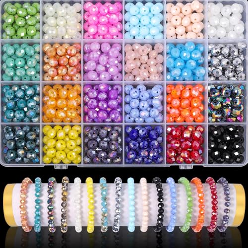 Xilitata 600 Stück, 24 reine Farben, 8 mm Abschnitt, Perlen, Verwendung für DIY-Projekte, Basteln, Dekoration, Halsketten, Armbänder, Ohrringe von Xilitata