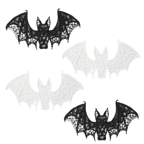 Ximimark 4 Stück Halloween Fledermäuse Dekoration Spitze Fledermaus 3D Scary Black Bat Decor Halloween Zimmer Dekor Realistische Streich Requisiten von Ximimark