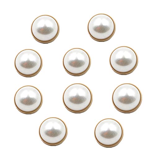 10 Stück runde Perlenknöpfe mit Goldknöpfen für Kleidung, Hemden, Anzüge, Mäntel, Brautkleider, Heimdekoration (Rund, 32L/20mm) von Ximkee