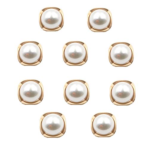 10 Stück runde Perlenknöpfe mit Schaft zum Nähen Goldknopf Basteln für Kleidung, Hemden, Anzüge, Mäntel, Pullover, Hochzeitskleid, Kleidung, Dekorationen (quadratisch, 28 l/18 mm) von Ximkee