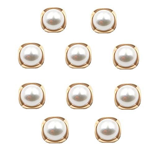 Runde Perlenknöpfe mit Schaft zum Nähen, Goldknöpfe für Kleidung, Hemden, Anzüge, Mäntel, Pullover, Hochzeitskleid, Kleidung, Dekorationen (quadratisch, 32 l/20 mm), 10 Stück von Ximkee