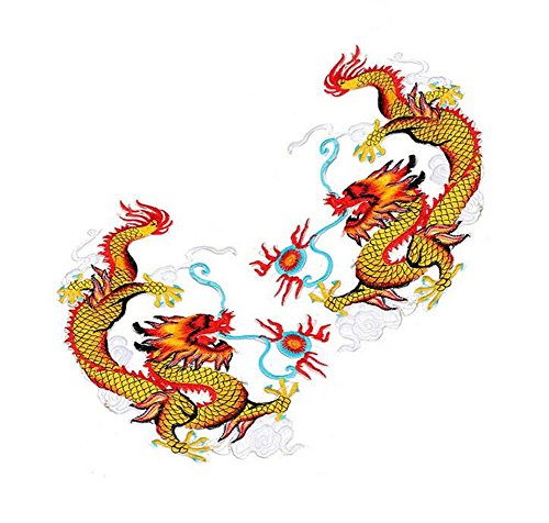 Ximkee 1 Paar chinesische goldene Drachen-Stickerei-Applikationen zum Aufnähen oder Aufbügeln Ximkee 1 Paar chinesische goldene Drachen-Stickerei-Applikationen zum Aufnähen oder Aufbügeln von Ximkee