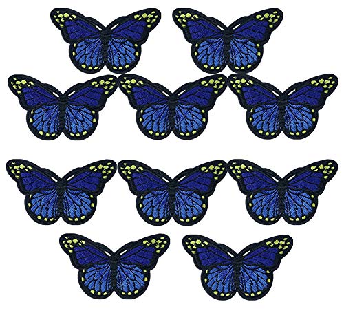 Ximkee Aufnäher zum Aufbügeln, bestickt, Schmetterling, Königsblau, 10 Stück von Ximkee