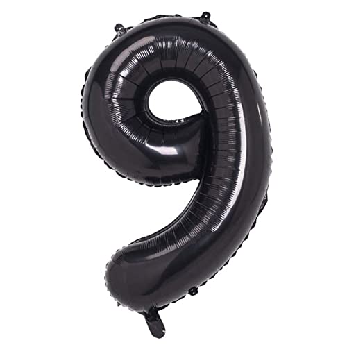 Luftballon 9. Geburtstag Zahl 9 Schwarz 40 Zoll XXL (100cm) Folien ballon 9 Jahre Mann Frau Geburtstagsdeko Party, Jubiläum Hochzeit Dek-fliegt mit Helium von XinChout