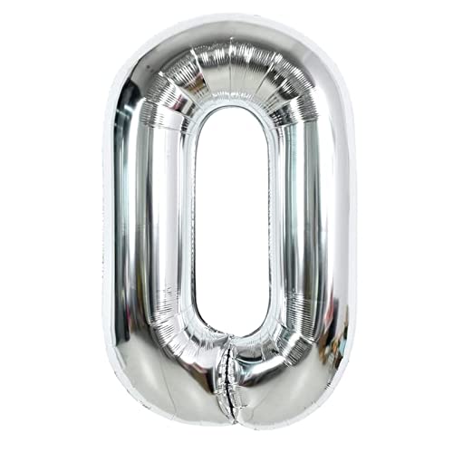 Luftballon Geburtstag Zahl 0 Silber 40 Zoll XXL (100cm) Folien ballon 0 Mann Frau Geburtstagsdeko Party, Jubiläum Hochzeit Dek-fliegt mit Helium von XinChout