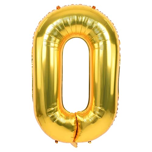 Luftballon Geburtstag Zahl 0 Gold 40 Zoll XXL (100cm) Folien ballon 0 Mann Frau Geburtstagsdeko Party, Jubiläum Hochzeit Dek-fliegt mit Helium von XinChout