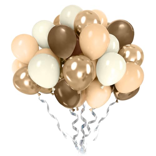 Luftballons Beige 60 Stück Beige Aprikose Gold Helium Ballons Set Enthalten 4 Farben Konfetti Luftballon Ballonband Dekorationen für Geburtstage Babyparty Hochzeit Thema Party von XinChout