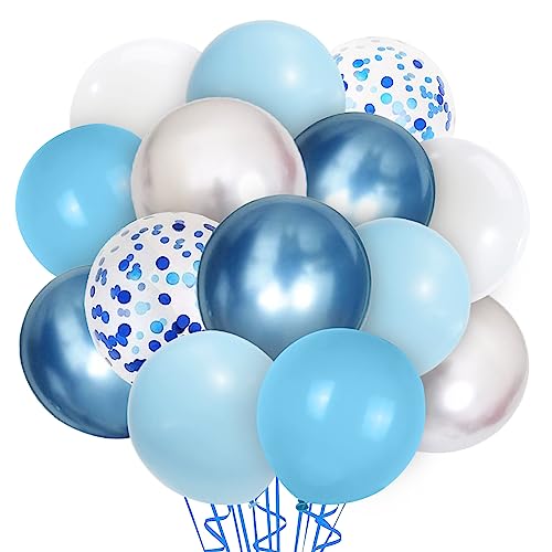 XinChout 60 Stück Luftballons Blau, Ballon Sage Olive Blau Gold Weiß，Ballons Blau Geburtstag Party Deko für Baby Shower, Hochzeit von XinChout