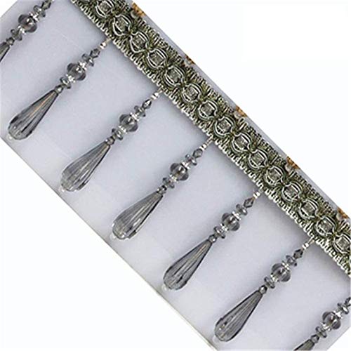 XinYiC Quasten-Bordüre zum Aufhängen mit Perlen und Kristallen, für Kissen, Vorhänge, Hochzeit, Verzierung, Kostüm-Zubehör, 1 Meter – #E von XinYiC